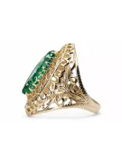 Or jaune 14 carats Émeraude Anneau Style vintage vrc090y